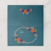 Rustieke Herfst Oranje Navy Blue Floral Wedding (Buitenkant ongevouwen)