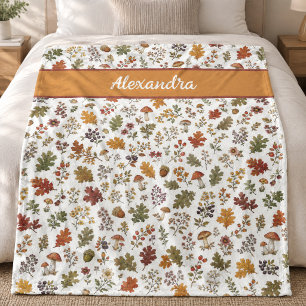 Rustieke Herfst Paddenstoelen Bladeren Bos Monogra Fleece Deken