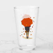 Rustieke herfst paraplu meisje glas (Voorkant)