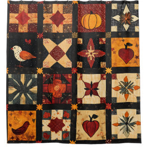Rustieke herfst Patchwork Quilt patroon boerderi Douchegordijn