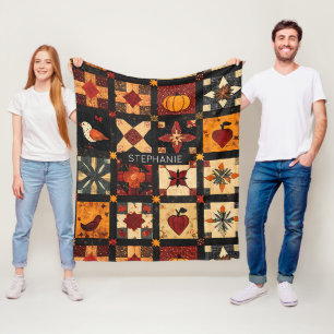 Rustieke herfst Patchwork Quilt patroon boerderi Fleece Deken