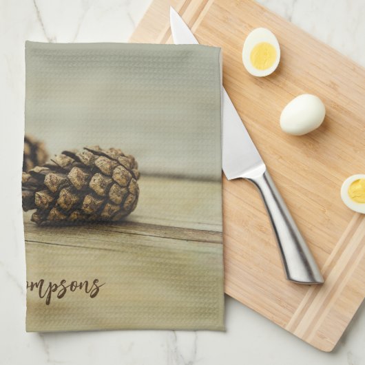 Rustieke Herfst Pinecones Boerderij Thema Aangepas Theedoek (Quarter Fold)