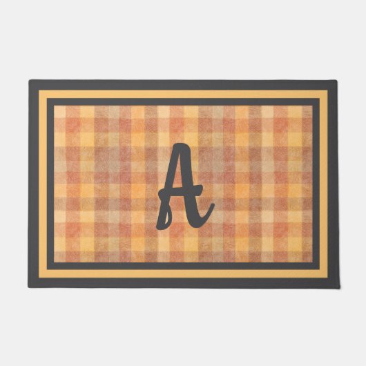 Rustieke Herfst Plaid Custom Monogram Ontwerp Deurmat (Voorkant)