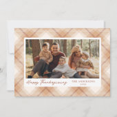 Rustieke Herfst Plaid Foto Thanksgiving Feestdagenkaart (Voorkant)