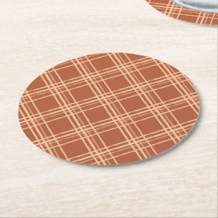 Rustieke Herfst Plaid Pumpkin Baby shower Ronde Kartonnen Onderzetter