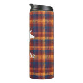 Rustieke Herfst Plaid & Witte Herten Silhouet Thermosbeker (Geroteerd rechts)