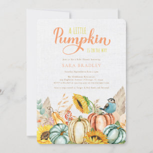 Rustieke Herfst pompoen Baby shower een beetje pom Kaart