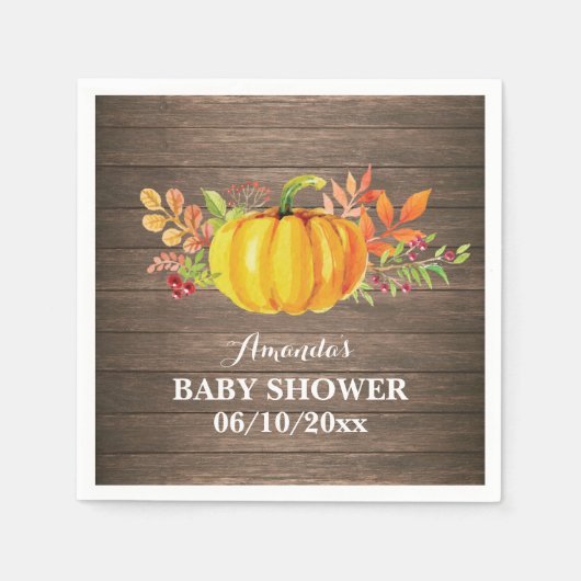 Rustieke herfst pompoen babyshower servet (Voorkant)