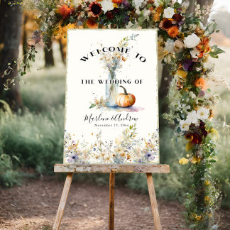 Rustieke Herfst Pompoen Bloemen Wildbloemen Bruilo Poster