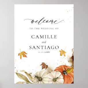 Rustieke Herfst pompoen bruiloft receptie Welkom Poster