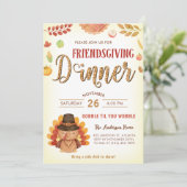 Rustieke Herfst Pompoen Gobble Friendsgiving Diner Kaart (Staand voorkant)