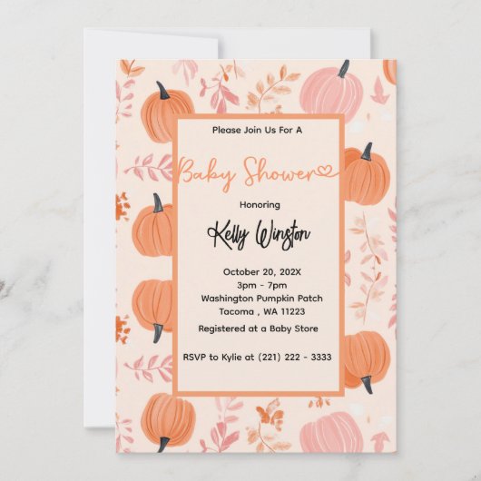 Rustieke Herfst Pompoen Herfst Baby shower Kaart (Voorkant)