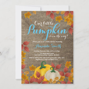 Rustieke herfst pompoen jongen baby shower uitnodi kaart