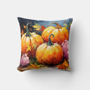 Rustieke Herfst Pompoen Kleurrijke Herfstbladeren Kussen