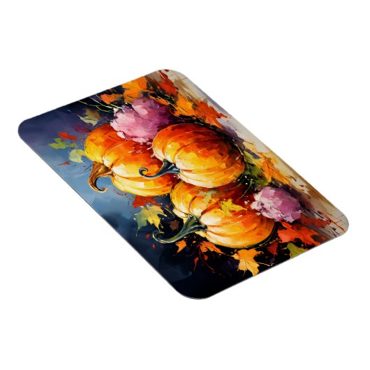 Rustieke Herfst Pompoen Kleurrijke Herfstbladeren Magneet (Rechterzijde)