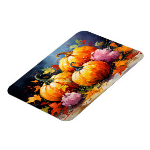 Rustieke Herfst Pompoen Kleurrijke Herfstbladeren Magneet