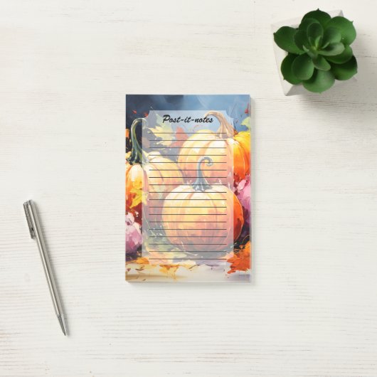 Rustieke Herfst Pompoen Kleurrijke Herfstbladeren Post-it® Notes (Kantoor)