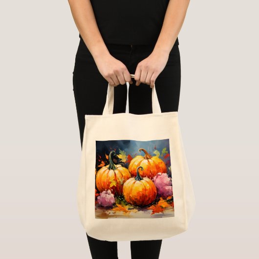 Rustieke Herfst Pompoen Kleurrijke Herfstbladeren Tote Bag (Voorkant (product))