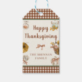 Rustieke Herfst Pompoen Plaid Happy Thanksgiving Cadeaulabel (Voorkant)