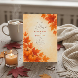 Rustieke Herfst Pompoen Waterverf bruiloft Kaart