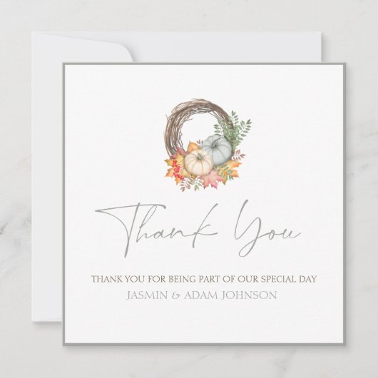 Rustieke Herfst Pompoenen bruiloft Dank u (Voorkant)