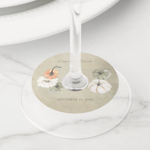 Rustieke herfst pompoenen herfst bruiloft wijnglaslabel