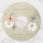 Rustieke herfst pompoenen herfst bruiloft wijnglaslabel (Voorkant)