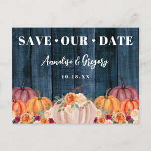 Rustieke Herfst Pompoenen Save Our Date Aankondigingskaart