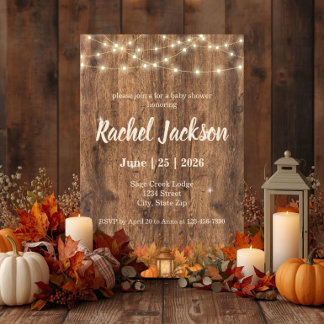 Rustieke herfst pompoenlantaarn babyshower uitnodi kaart