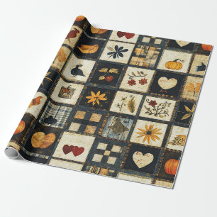 Rustieke herfst quilt patroon lappendeken cadeaupapier