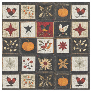 Rustieke herfst quilt patroon Oogst Folk Motieve Stof