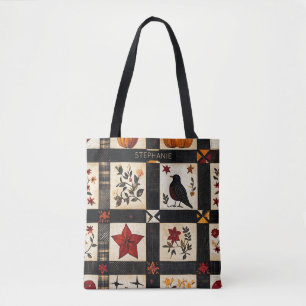 rustieke Herfst quiltpatroon lappendeken Draagtas