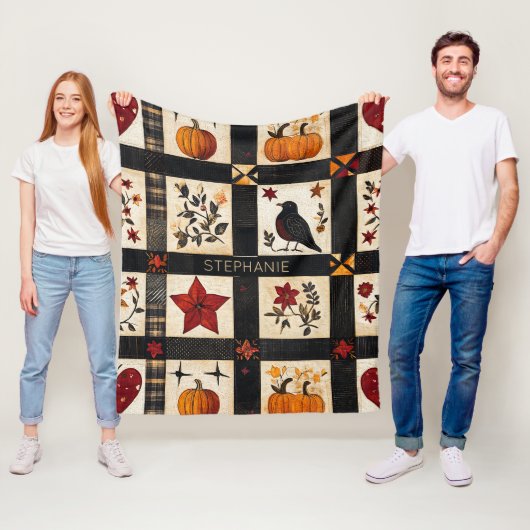 rustieke Herfst quiltpatroon | lappendeken Fleece Deken (In situ)