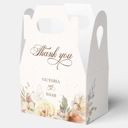 Rustieke herfst Rozen Botanische Script Bedankdoosjes (Geopend)