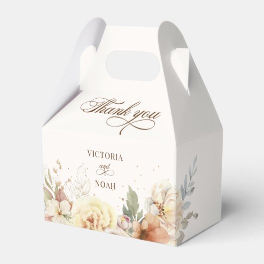 Rustieke herfst Rozen Botanische Script Bedankdoosjes (Voorkant Zijde)