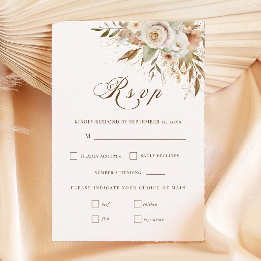 Rustieke herfst Rozen Botanische Script RSVP Kaartje
