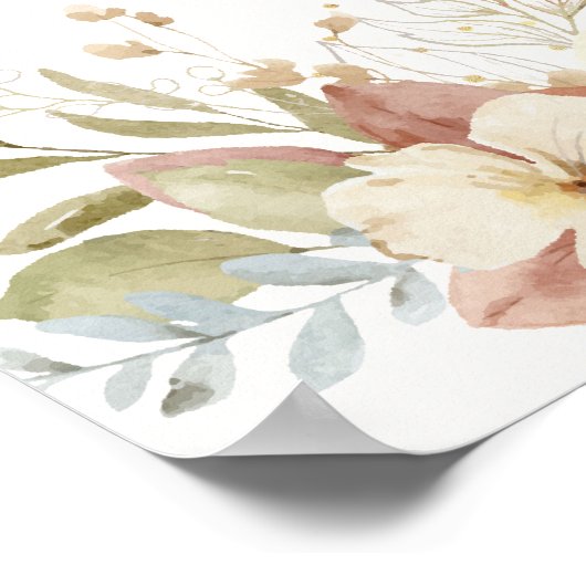 Rustieke herfst Rozen Botanische Script Welkom Poster (Hoek)