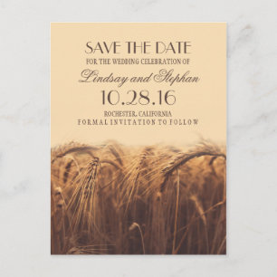 Rustieke herfst save de datum briefkaarten met tar
