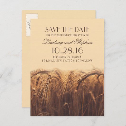Rustieke herfst save de datum briefkaarten met tar (Voorkant / Achterkant)