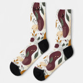 Rustieke Herfst Sokken met bladeren en Abstracte p (Links)