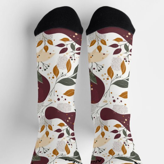 Rustieke Herfst Sokken met bladeren en Abstracte p (Top)
