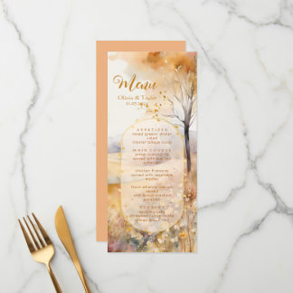 Rustieke Herfst Terracotta Aarde Tonen Trouwmenu Menu