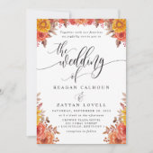Rustieke Herfst Terracotta Bloemenbruiloft Kaart (Voorkant)