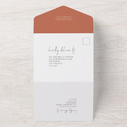 Rustieke Herfst Terracotta Rust Florals All In One Uitnodiging (Buitenkant)