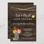 Rustieke Herfst Thanksgiving Dinner Party Invitati Kaart (Voorkant / Achterkant)