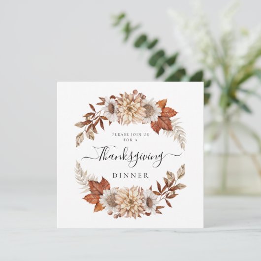 Rustieke Herfst Thanksgiving Dinner Square Kaart (Staand voorkant)