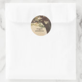 Rustieke Herfst Tree en String Lights Bruiloft Ronde Sticker (Tas)
