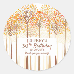 Rustieke Herfst Trees Terracotta Verjaardagsfeestj Ronde Sticker