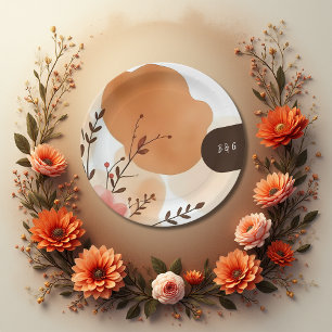 rustieke Herfst Waterverf Bloemen Papieren Bordje