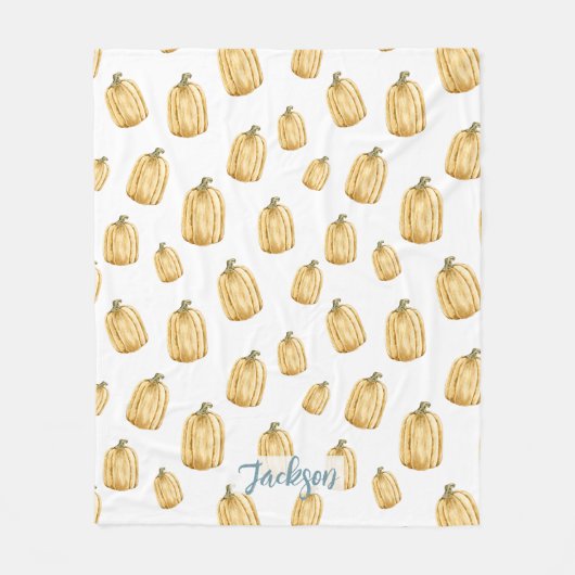 Rustieke Herfst Waterverf Sinaasappel Pompoen Fleece Deken (Voorkant)